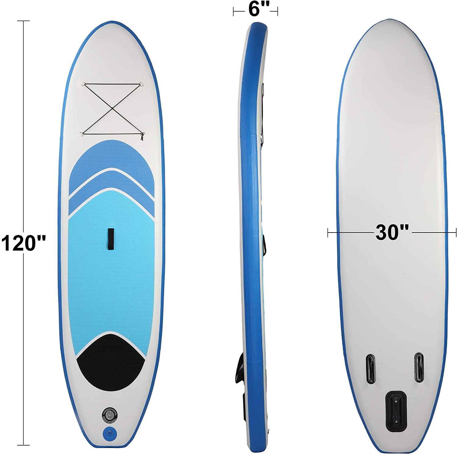 Inflatable Stand Up Paddle Board W SUP Accessories & Backpack Leash Double Action Hand Pump Repair Kit for Youth & Adult - Bosonshop