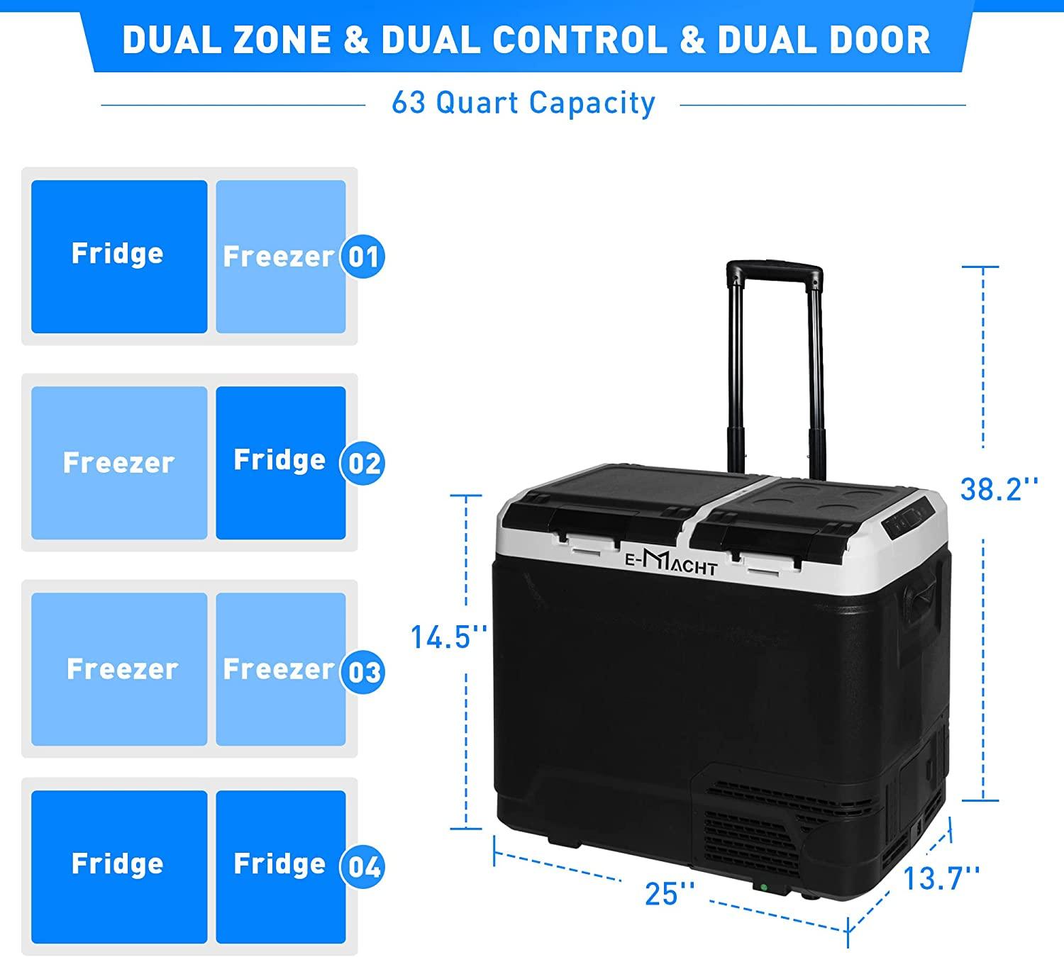 Wireless Connectivity 12V Car Fridge - 63QT with Dual Power Options and Wheels - Bosonshop