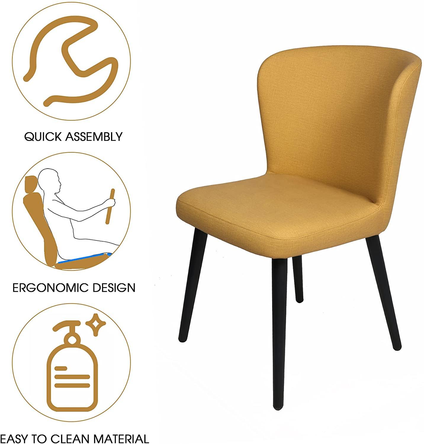 Set of 2 Kitchen Dining Room Chair Leather Chair with Fire Retardant & Water Repellent Vinyl Seat, 400 LBS Weight Capacity Mustard - Bosonshop