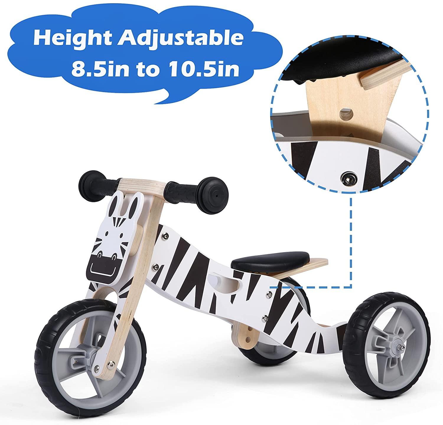 Kid 3 Wheels Wooden Police Running Balance Bicycle Toddler Toys Rides No-Pedal - Bosonshop