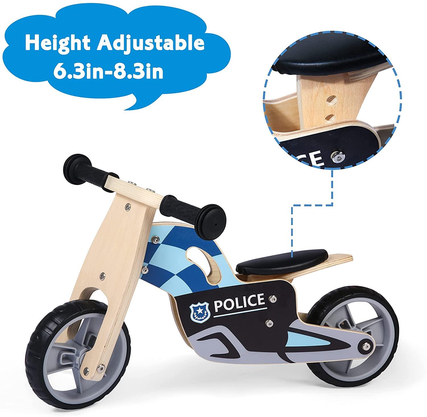 Kid 2 Wheels Wooden Police Running Balance Bicycle without Pedal - Bosonshop