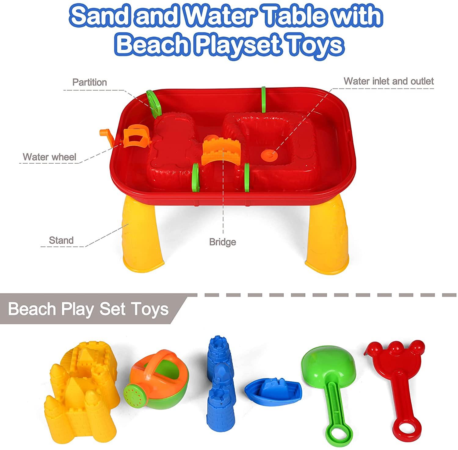 (Out of Stock) Water Table for Toddlers Kids Play Sand & Water Activity Table Summer Beach Toys for Outside - Bosonshop