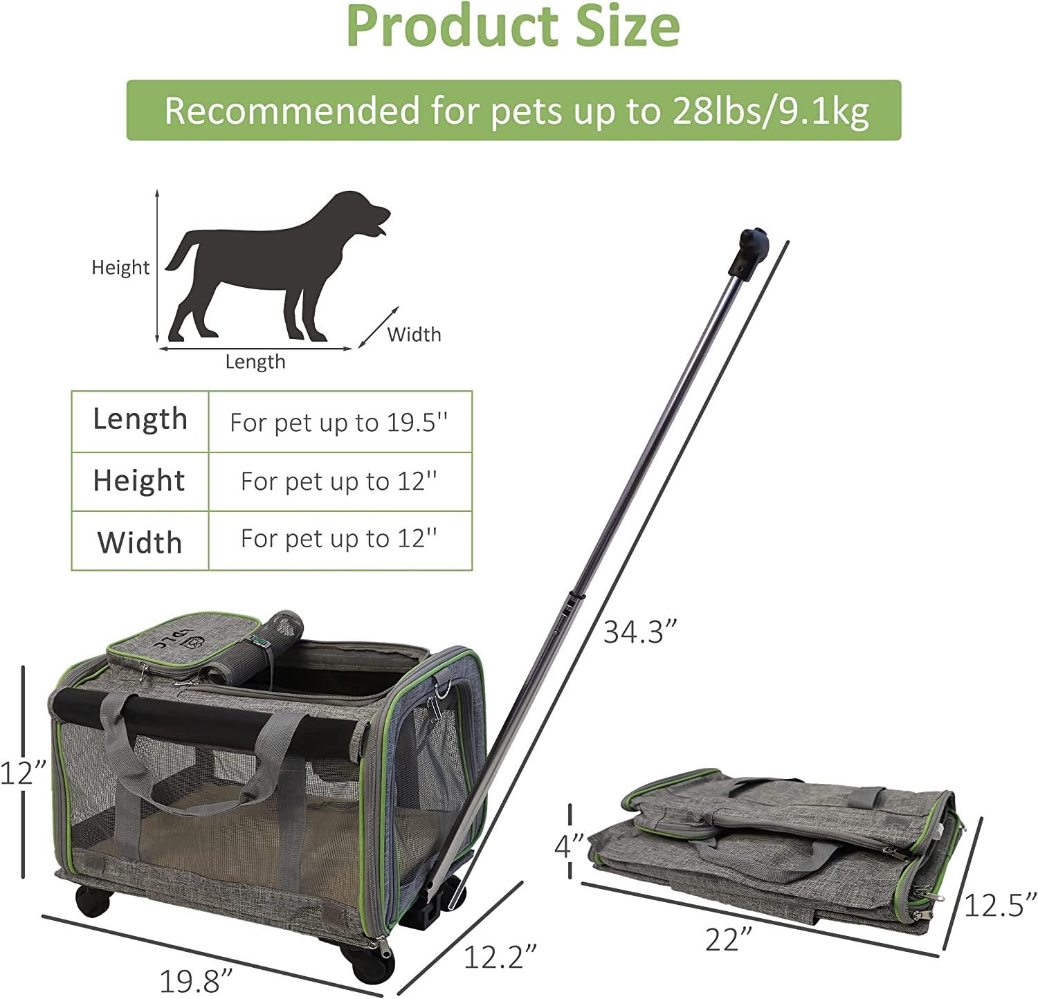 Cupets Travel Pet Carrier with Detachable Wheels, Airline Approved Cat & Dog Carrier - Bosonshop