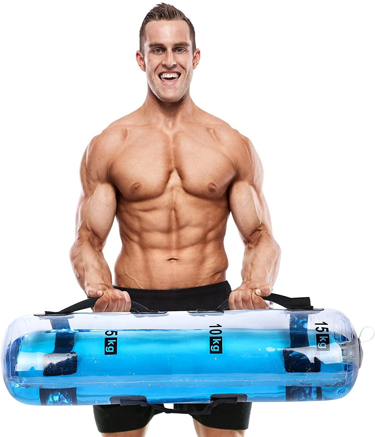 33LBS Water Power Bag Fitness Aqua Bags Weightlifting Body Building Sports Ultimate Core and Balance Workout - Portable Stability Fitness Equipment - Bosonshop