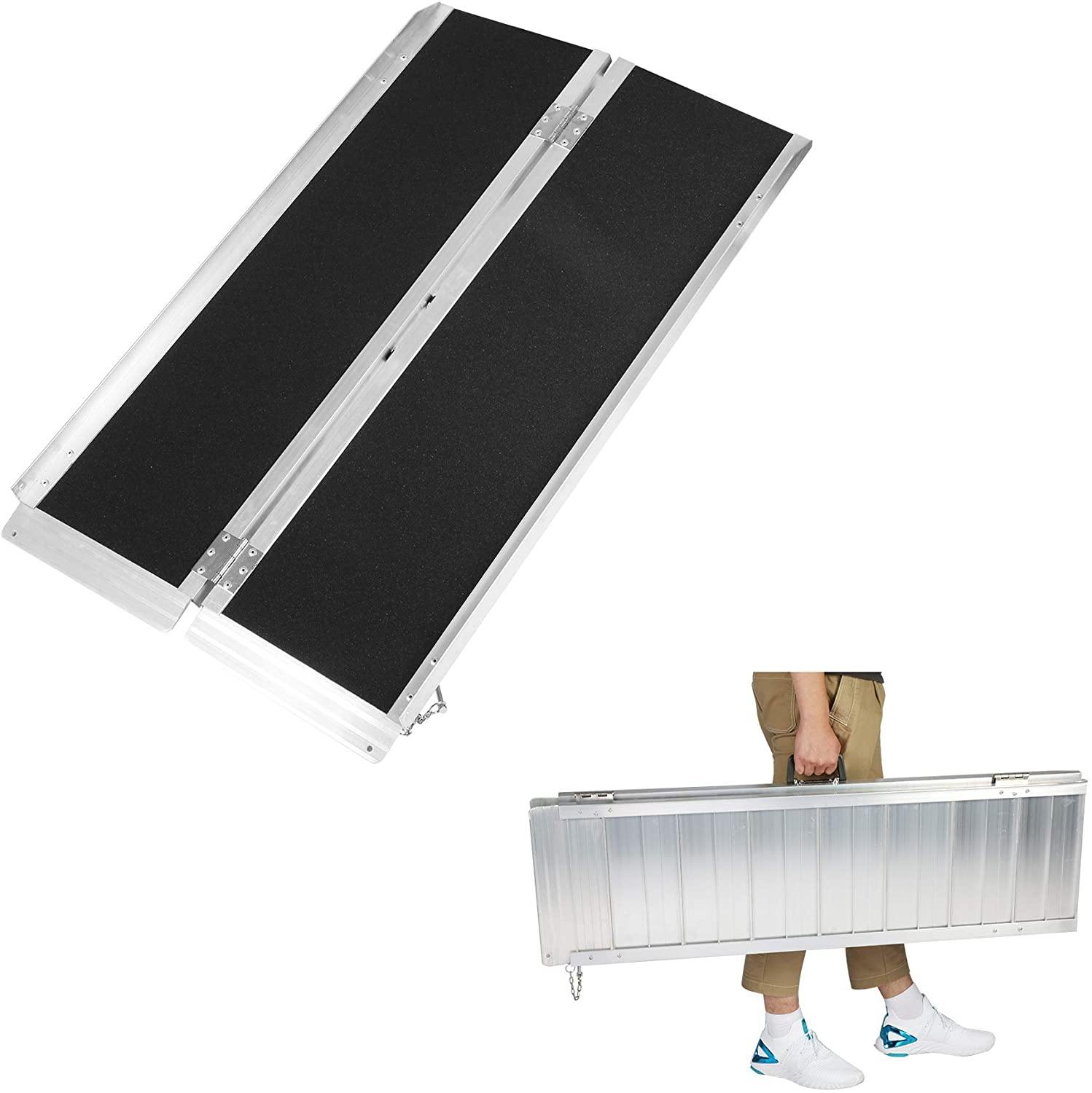 4Ft Portable Wheelchair Ramp Aluminum(26.5LBS), Lightweight And Easy To Transport, Single Fold Wheelchair Ramps, For Doorways, Stairs, Porch - Bosonshop