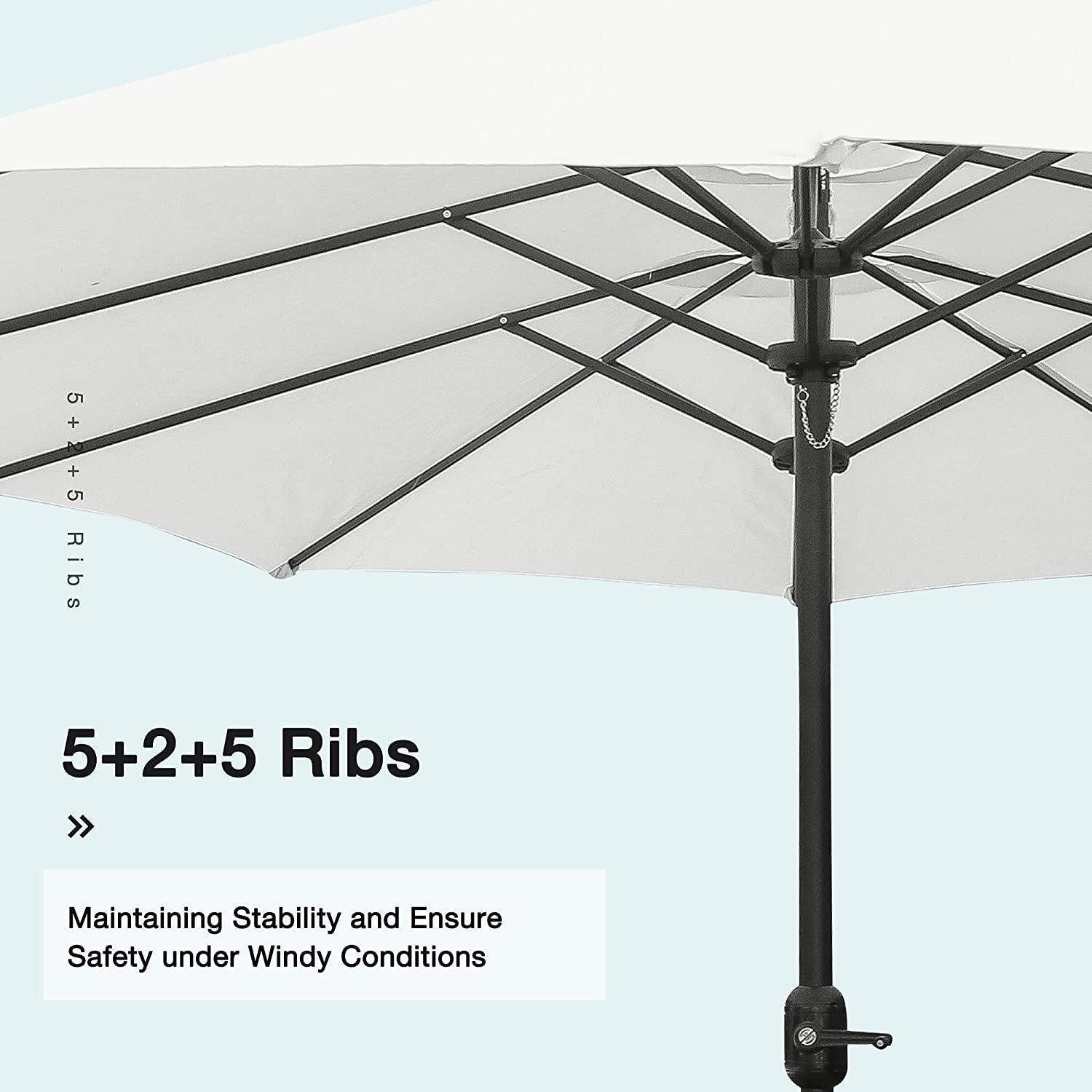 15Ft Double-Sided Outdoor Market Patio Umbrella UV-Resistant Large Umbrella with Crank for Pool, Patio Furniture, Patio Shade - Bosonshop