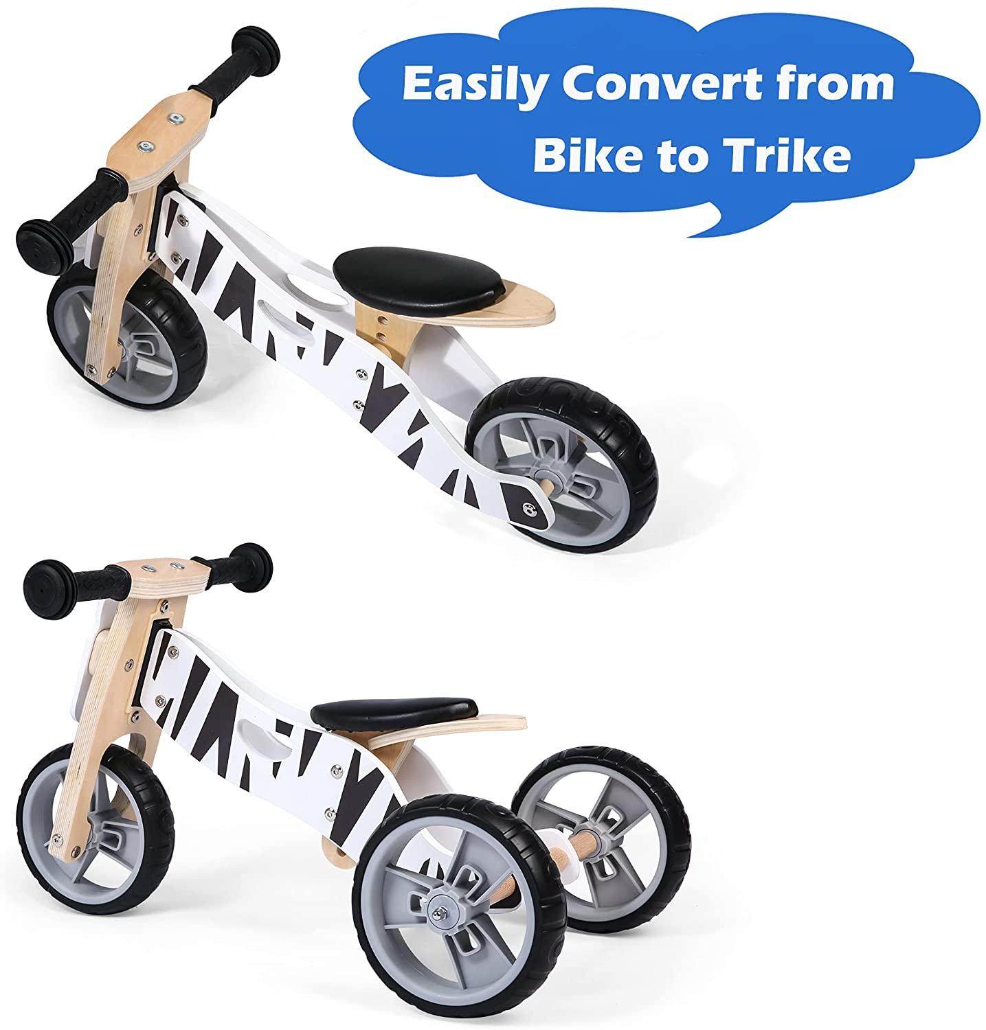 Kid 3 Wheels Wooden Police Running Balance Bicycle Toddler Toys Rides No-Pedal - Bosonshop