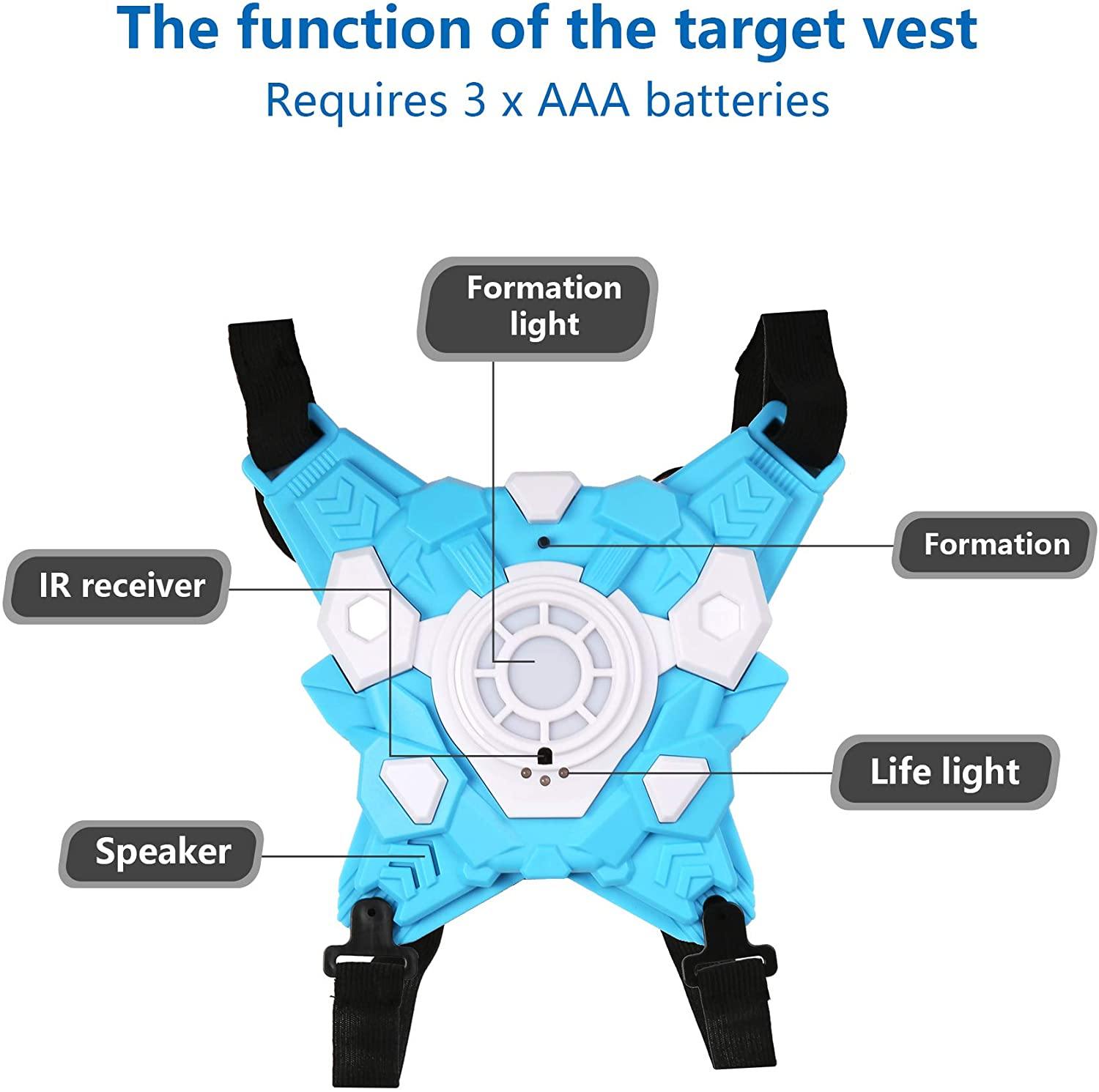 Kids Toys Gun with Vest for Boys Girls Target Shooting Game Toy, Indoor Outdoor Practice Aiming for 1-Player +, Blue - Bosonshop