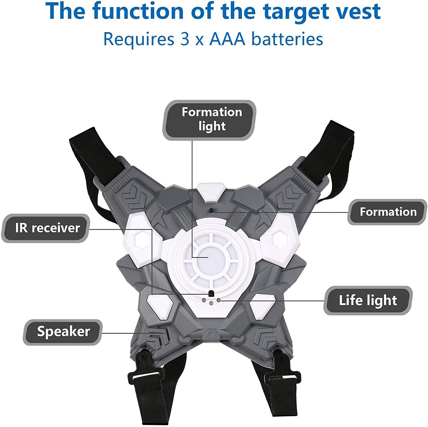 Kids Toys Gun with Vest for Boys Girls Target Shooting Game Toy, Indoor Outdoor Practice Aiming for 1-Player +, Grey - Bosonshop