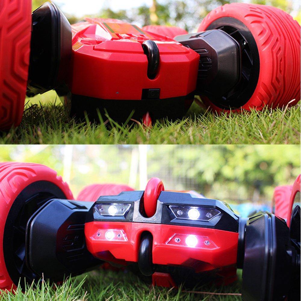 Bosonshop Stunt RC Car Double Sided Rotating Tumbling Ransformation 360 Degree/RED