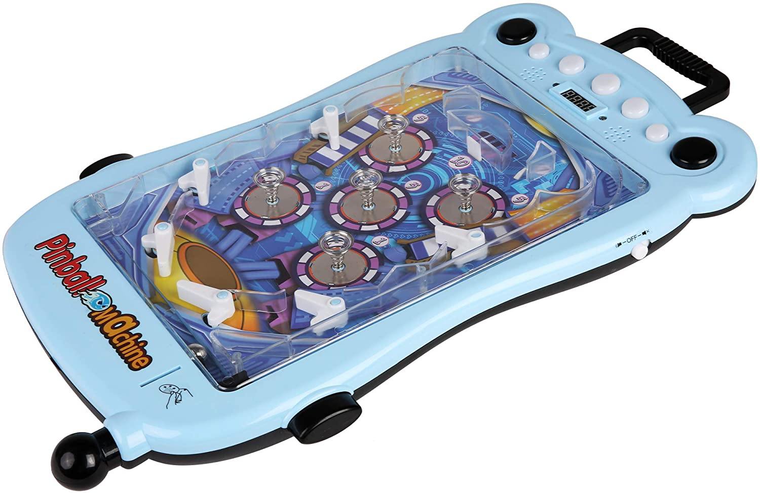 Pinball Machine for Kids Portable Tabletop Game with Scorer and Lights and Sounds Parent-Child Interactive Game Pinball Toys, Blue - Bosonshop