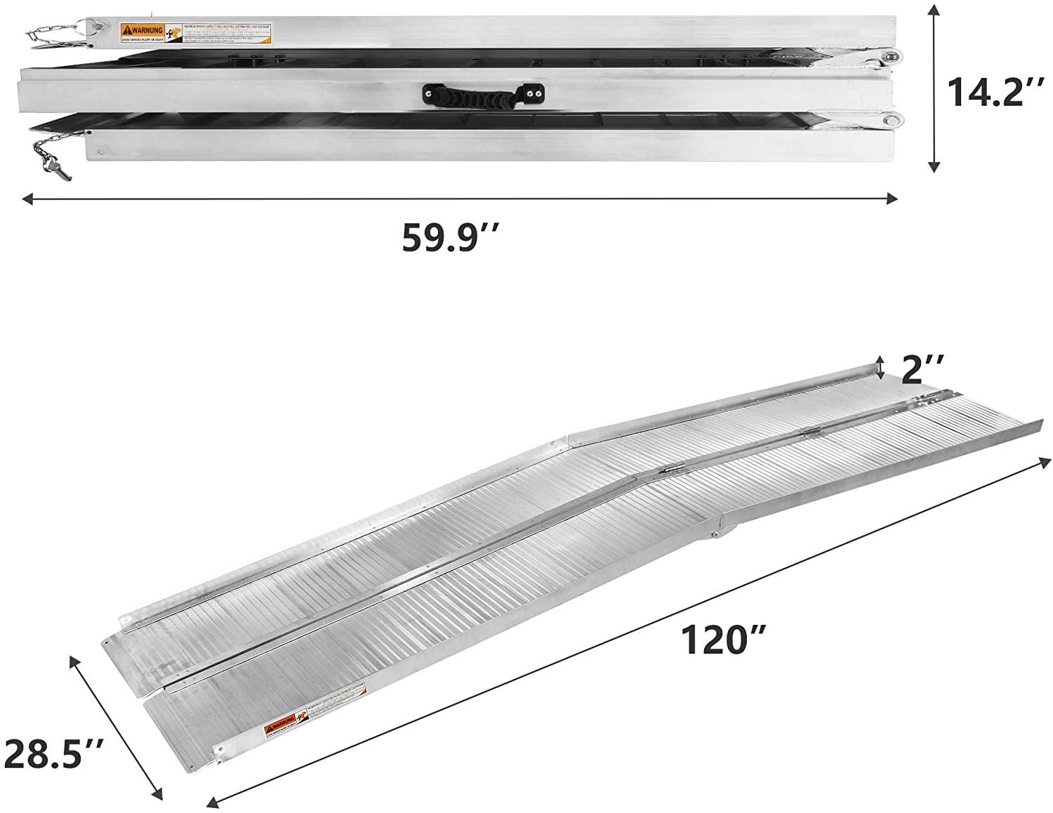 Portable Wheelchair Ramp 10Ft, Add to Your Independence, 600 LBS Capacity, Folding Aluminum Alloy Ramp - Bosonshop