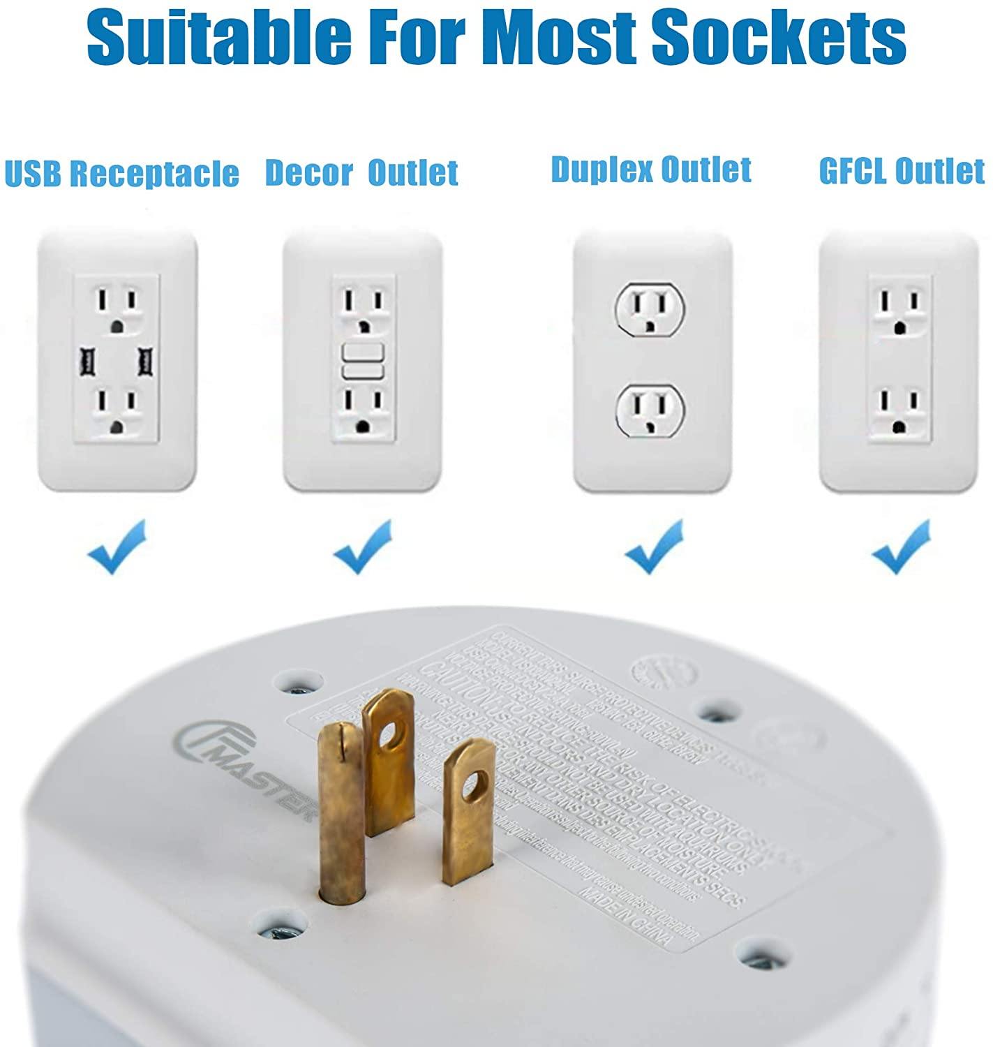 USB Wall Outlet Extender, Surge Protector Wall Outlet Plug with 3 Outlet and 2 USB Port(5V/2.4A) - Bosonshop