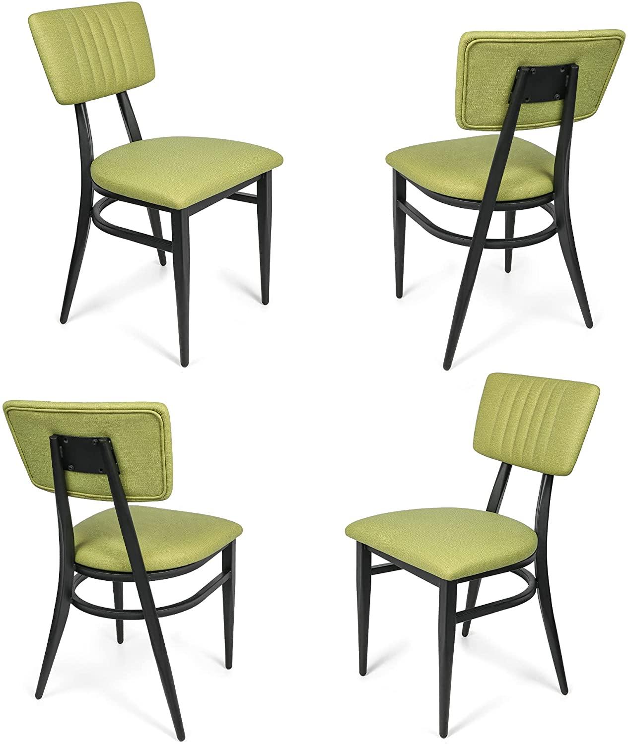 Mid-Century Set of 2 Modern Dining Room Chair with Cushion Metal Frame Classy Kitchen Side Chair for Pub Coffee Shop Bistro, Green - Bosonshop