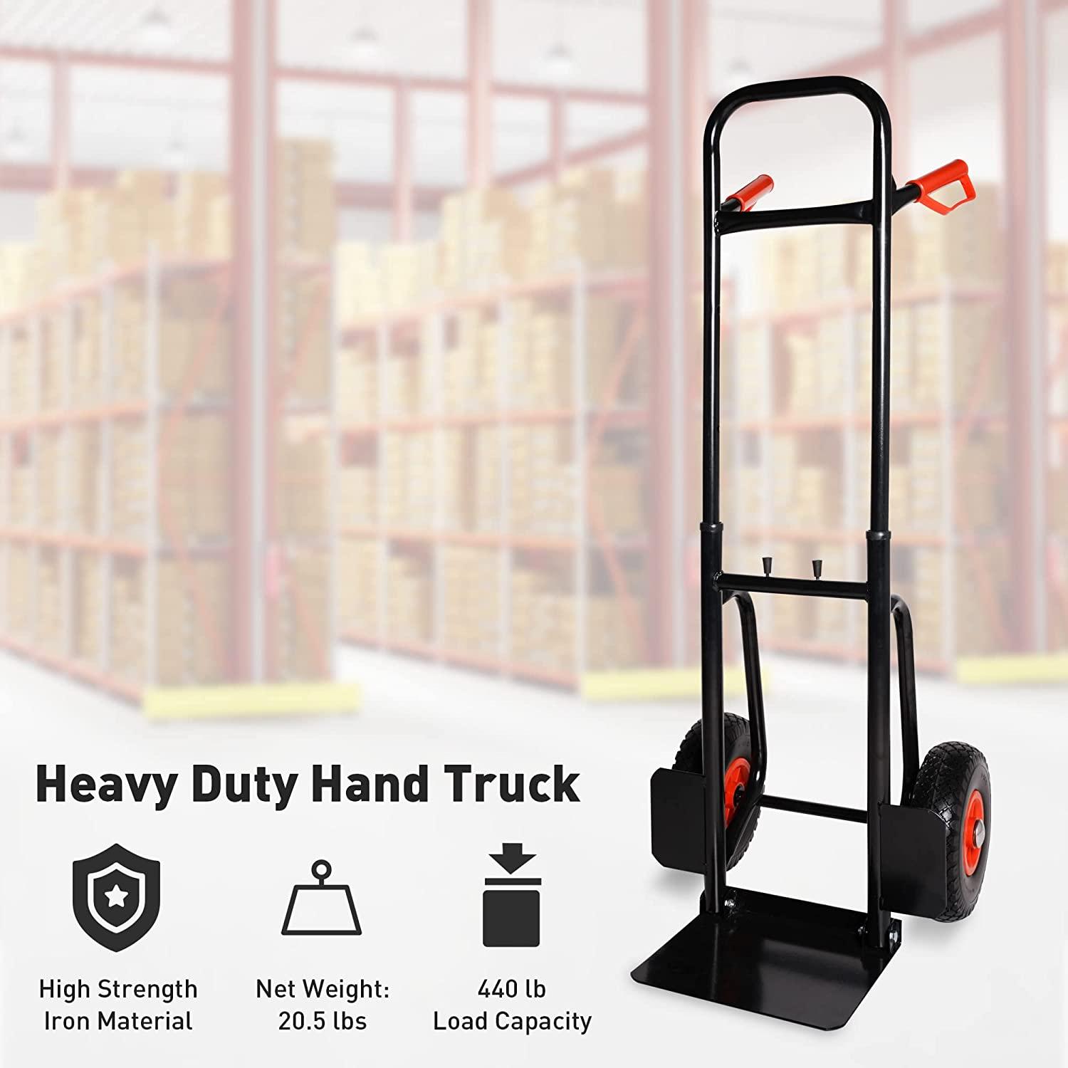 Heavy Duty Hand Truck Dolly Cart Trolley Cart with Telescope Handle & 9.4" PU Wheels, 440 Pound Capacity - Bosonshop