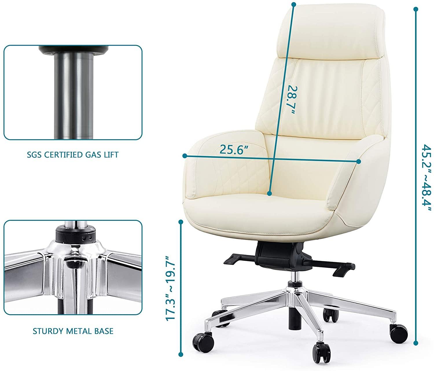 Ergonomic Office Chair High Back Executive PU Leather Upholstered Swivel Chair with Headrest & Thick Padding Armrest Adjustable Desk Chair Task - Bosonshop