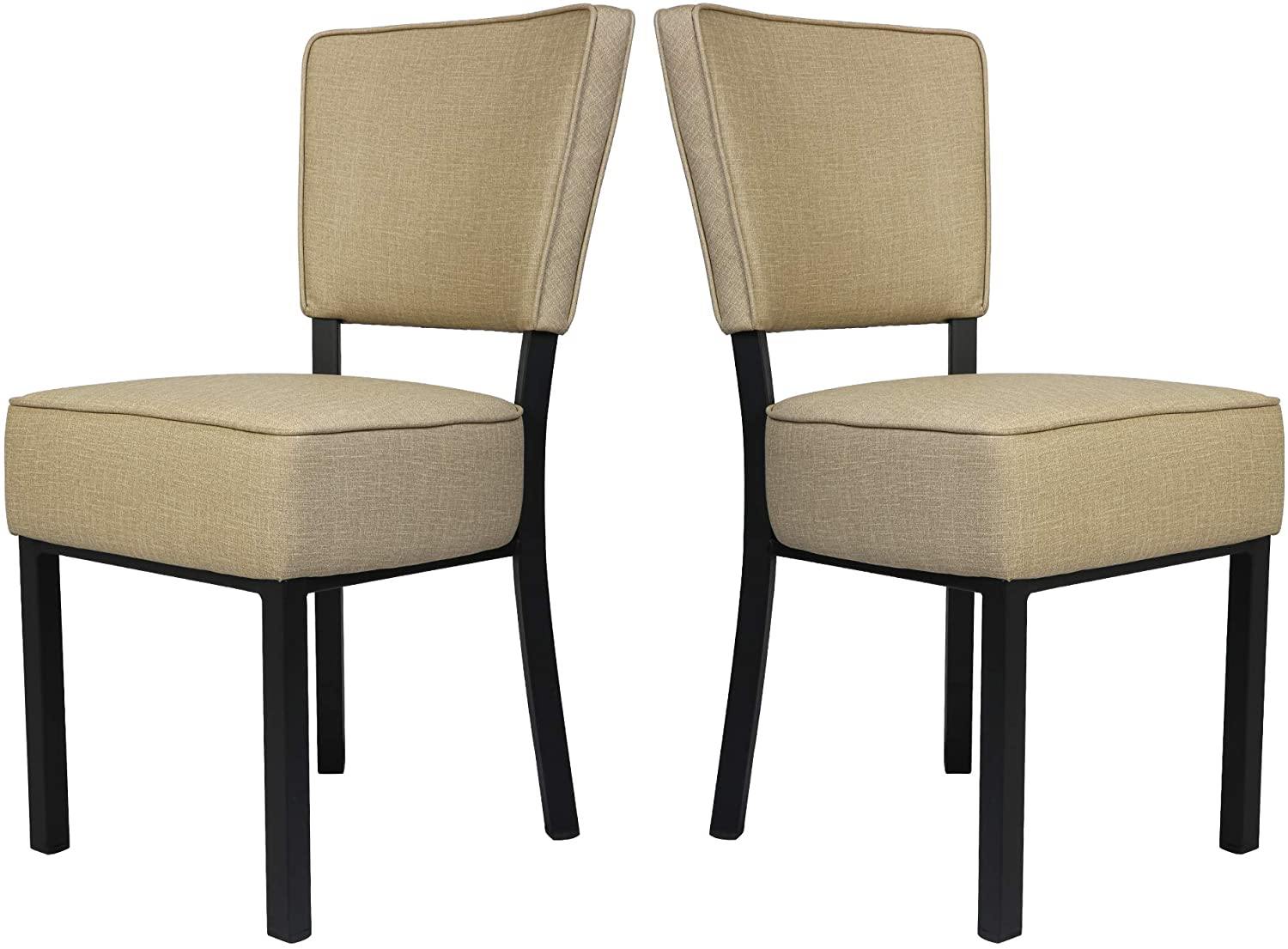 Set of 2 Classic Dining Chair, Modern Style Family Leisure Chair with Stainless Steel Legs, PU Leather Mid Back Side Chair - Bosonshop