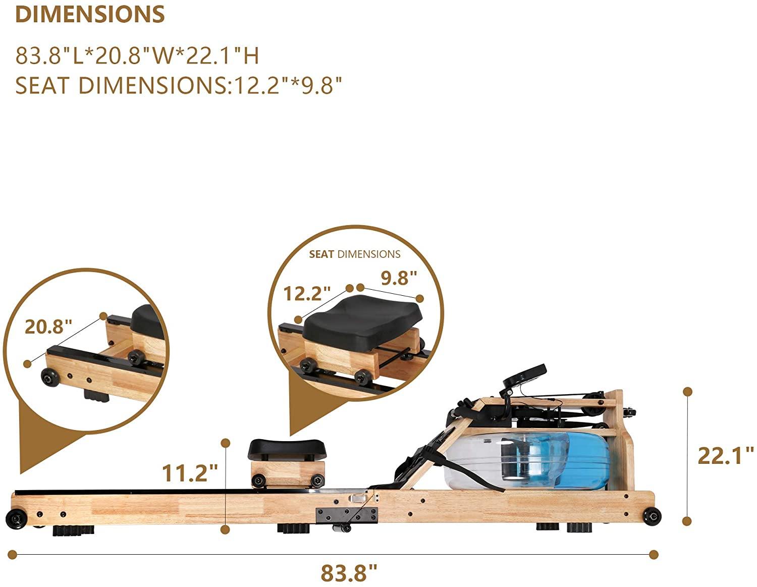 Foldable Water Rowing Machine Indoor Water Rower Adjustable Resistance With LCD Monitor For Whole Body Exercise Cardio Training - Bosonshop