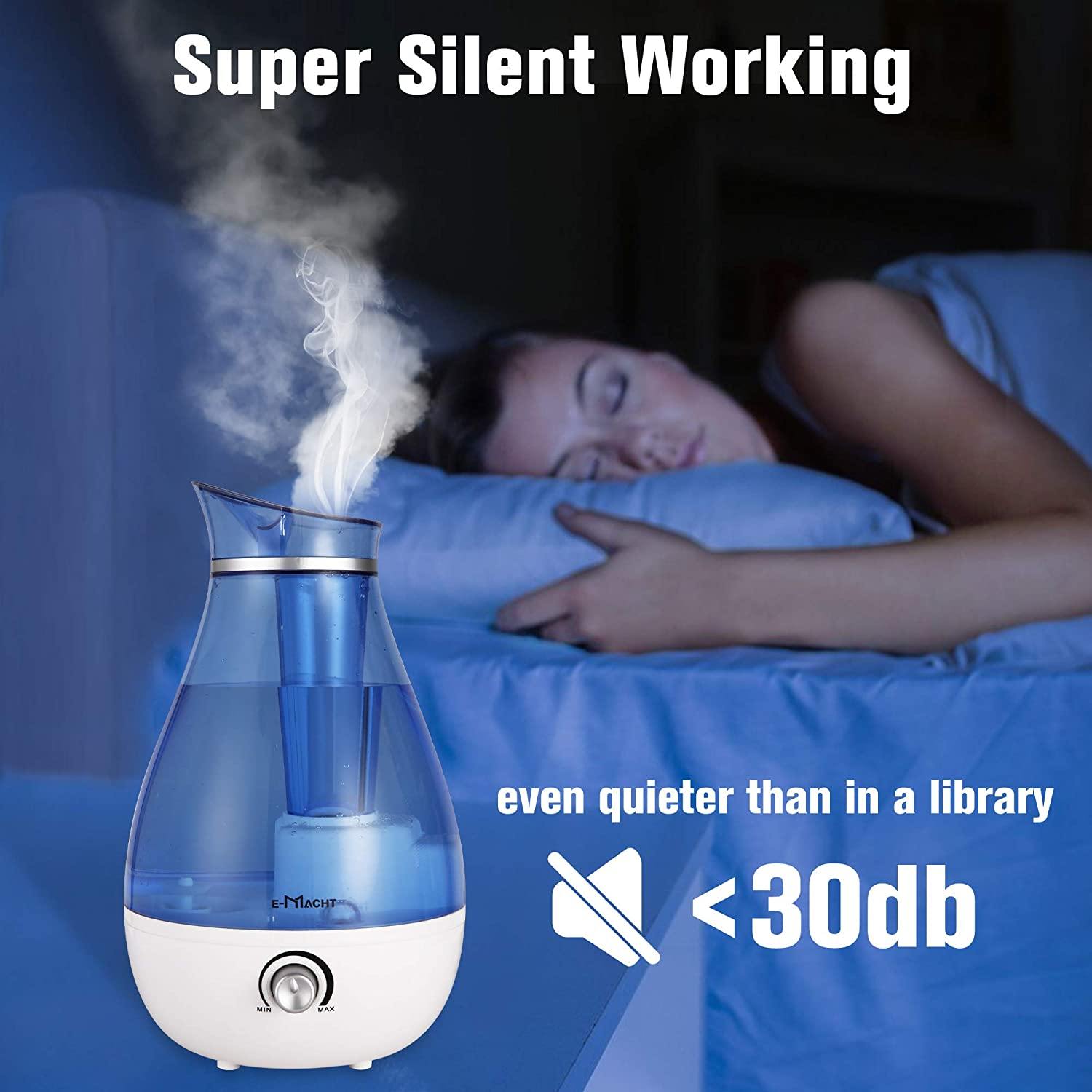 Humidifiers for Bedroom Quiet Ultrasonic Cool Mist Humidifier 2.5L with Auto Shut-Off, Night Light and Adjustable Mist Output, Less Than 30dB, Blue - Bosonshop