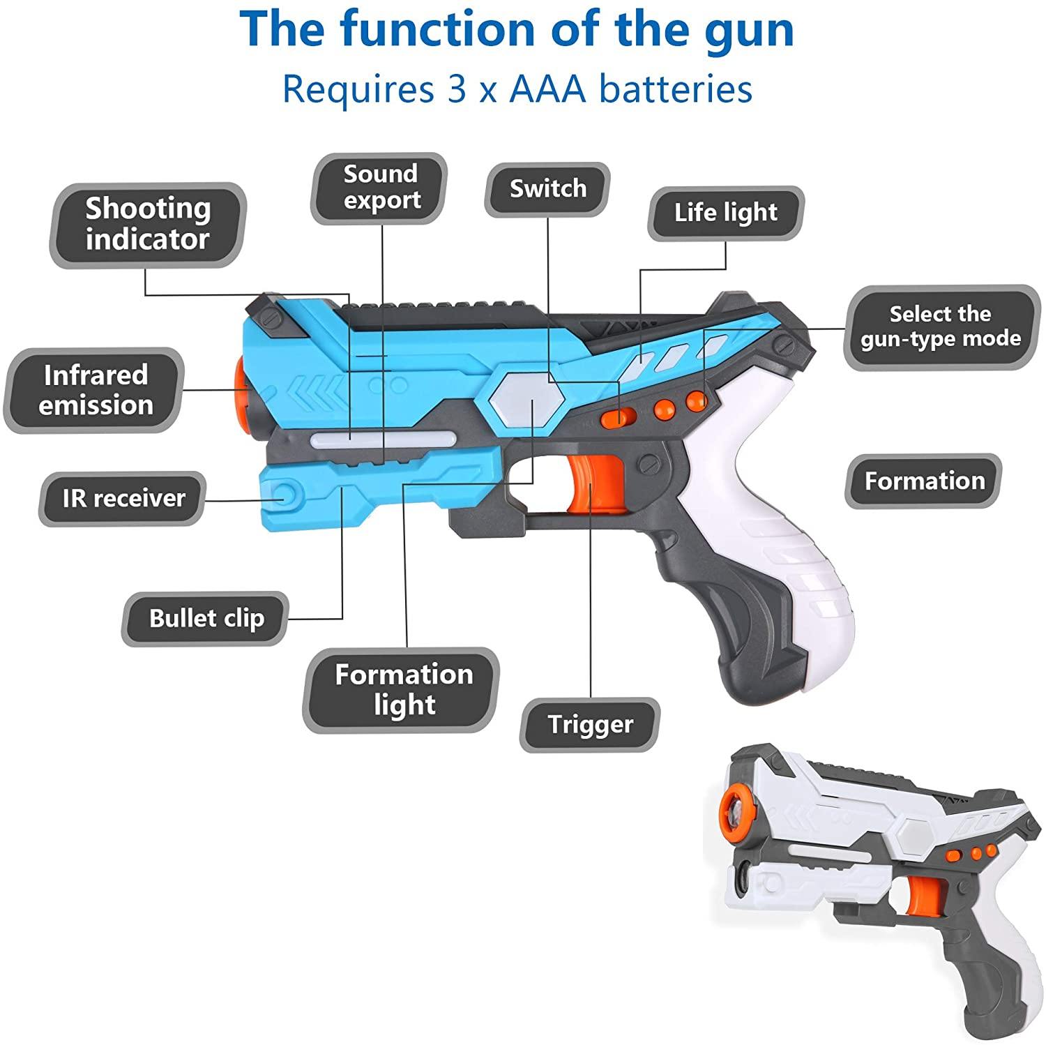 Kids 2-Pack Toys Guns Set with Vests, Target Shooting Game Interactive Toy for Boys Girls Indoor Outdoor Party Have Fun for 2-Player + - Bosonshop