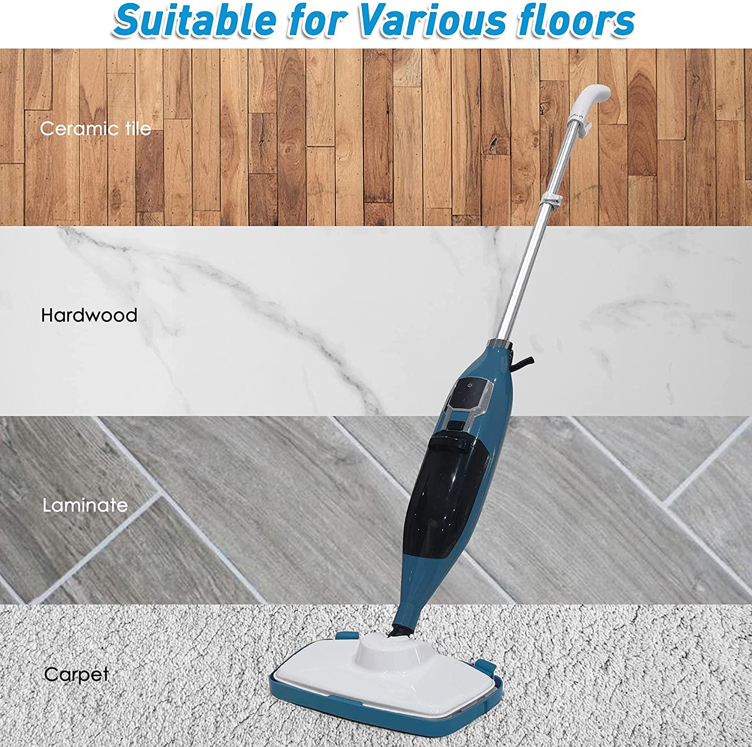 (Out of Stock) Steam Mop with 3 Steam Levels Hard Floor Cleaner, Adjustable Steamer with 550ml Water Tank and 2 Microfiber Pads - Bosonshop