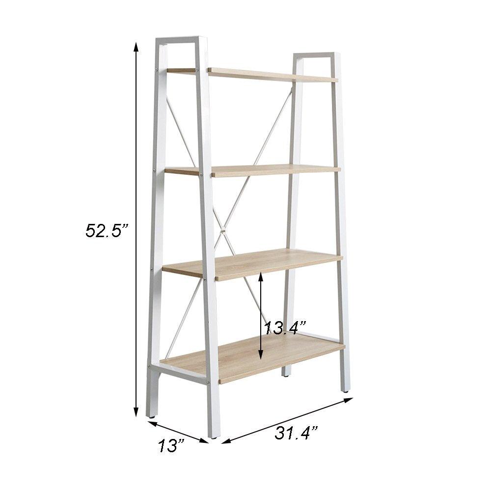 Bosonshop Free Standing Open Bookcase Storage Shelf Units Display Stand, Oak and White