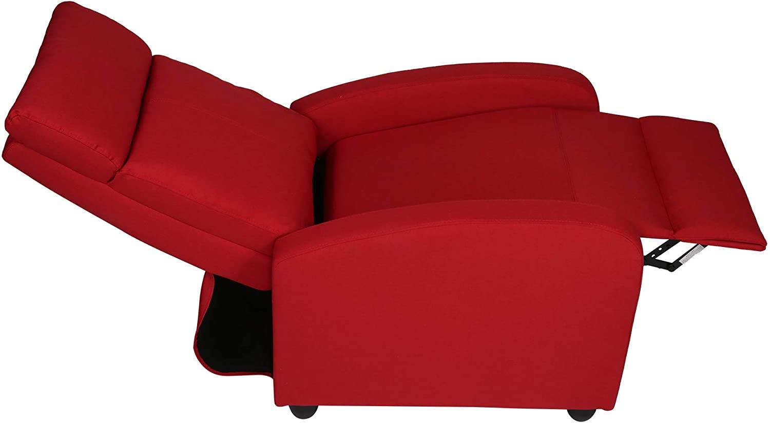 Fabric Recliner Chair Adjustable Single Sofa Home Theater Seating Recliner Reading Sofa for Living Room & Bedroom, Red - Bosonshop