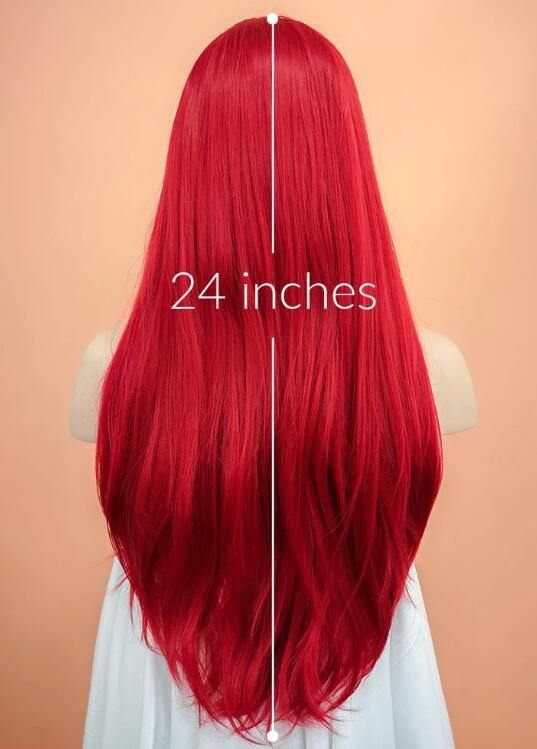 Straight Red Lace Front Synthetic Wig - Bosonshop