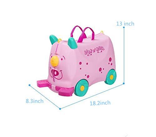 Bosonshop Kid's Ride On Roll Suitcase Travel Luggage & Storage Bag, Pink