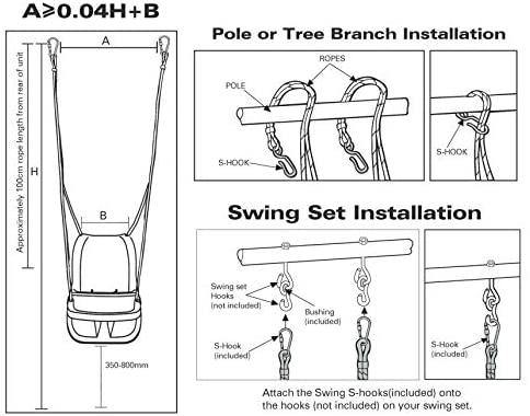 High Back Secure Swing Toddler Swing Seat Fully Assembled – Great for Tree, Swing Set, Backyard, Playground, Playroom-Red - Bosonshop