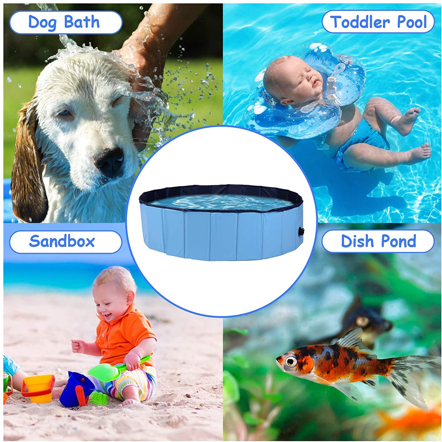 Foldable Dog Pet Swimming Pool Slip-Resistant PVC Kiddie Pool Collapsible Bathing Tub for Dogs and Cats - Bosonshop