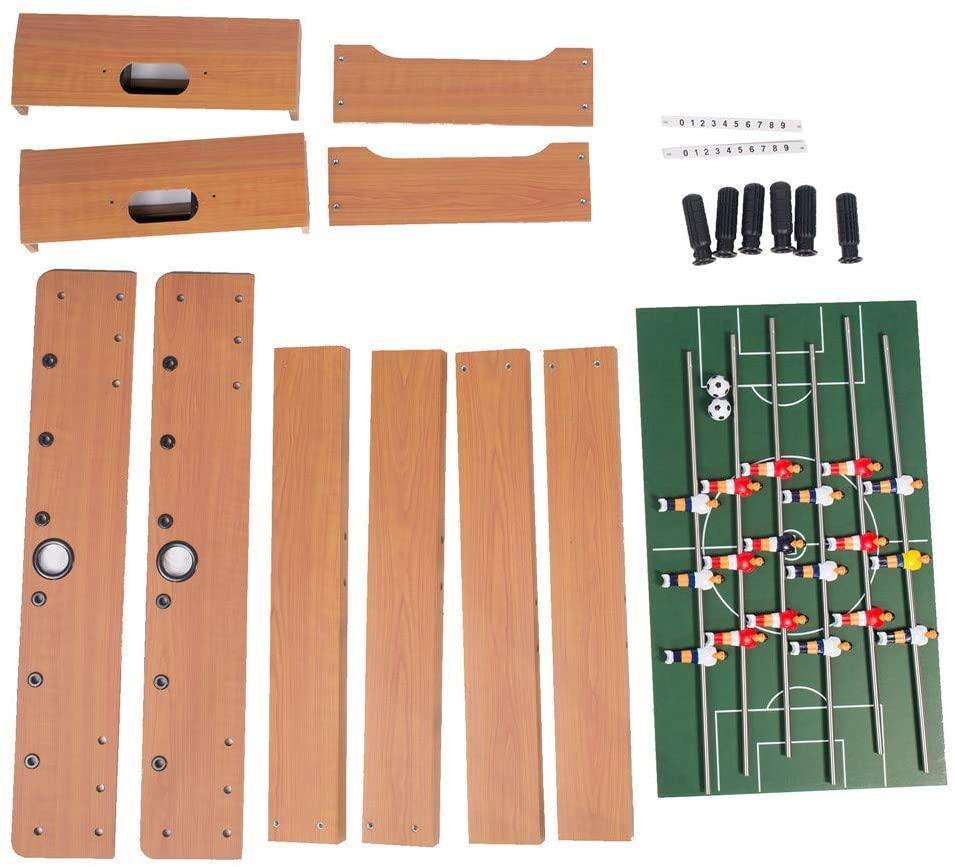 27" Football Table, Easily Assemble Wooden Soccer Game Table Top w/Footballs, Indoor Table Soccer Set - Bosonshop