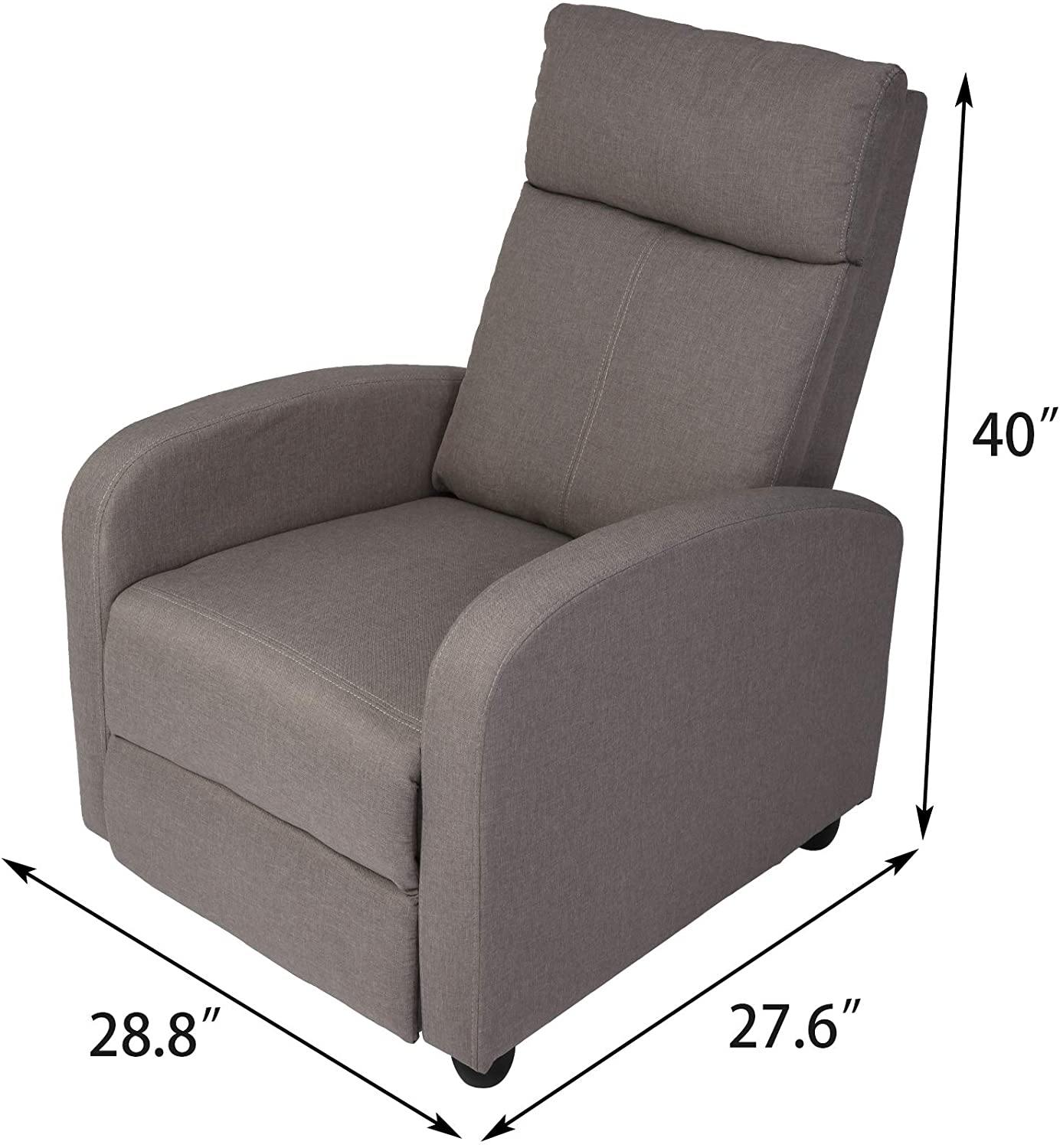 Fabric Recliner Chair Adjustable Single Sofa Home Theater Seating Recliner Reading Sofa for Living Room & Bedroom, Grey - Bosonshop