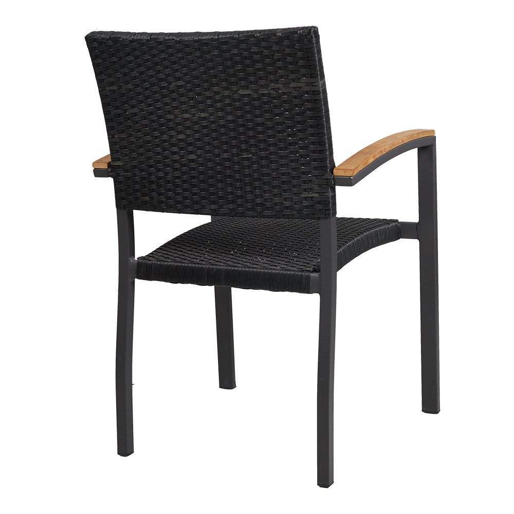 Bosonshop 4 Pack Outdoor Patio All Weather PE Wicker Dining Chairs with Aluminum Alloy Frame