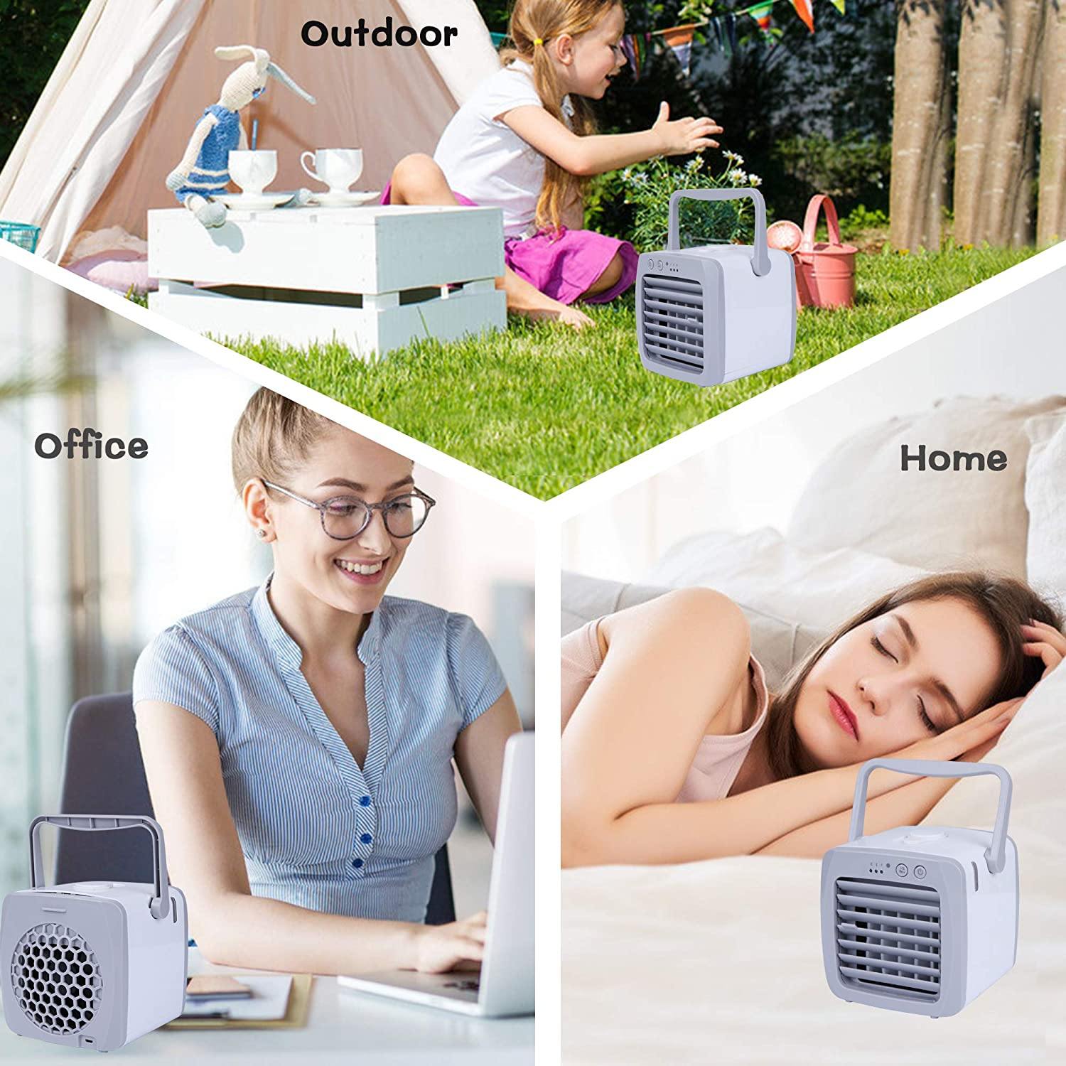 Portable USB Personal Mini Air Conditioner Fan, 3 Speeds, Quiet, Adjustable Vane, Ice Water Tank - Bosonshop