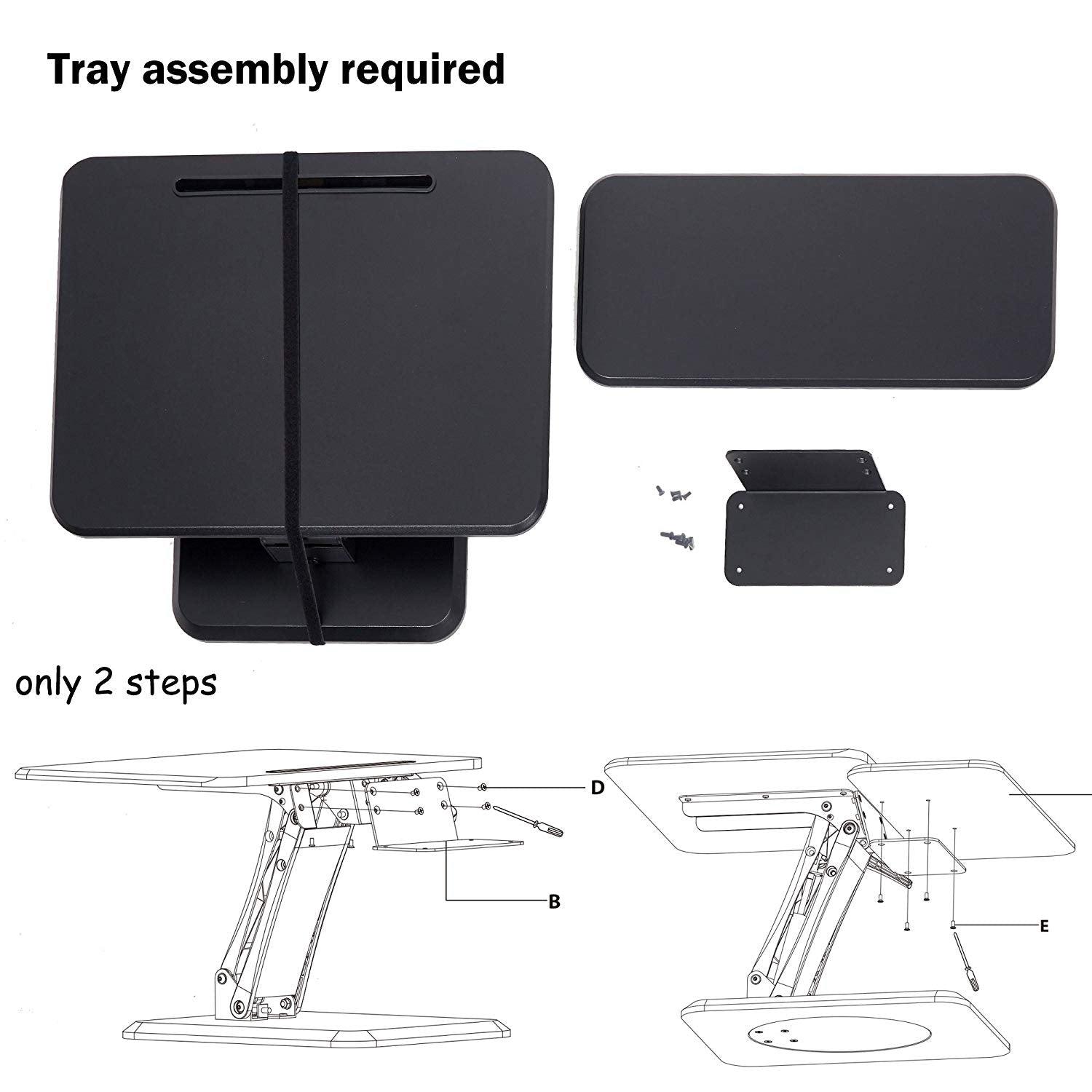 Bosonshop Height Adjustable Standing Desk Tabletop Riser Converter Sit to Stand Up Computer Workstation with Keyboard Tray