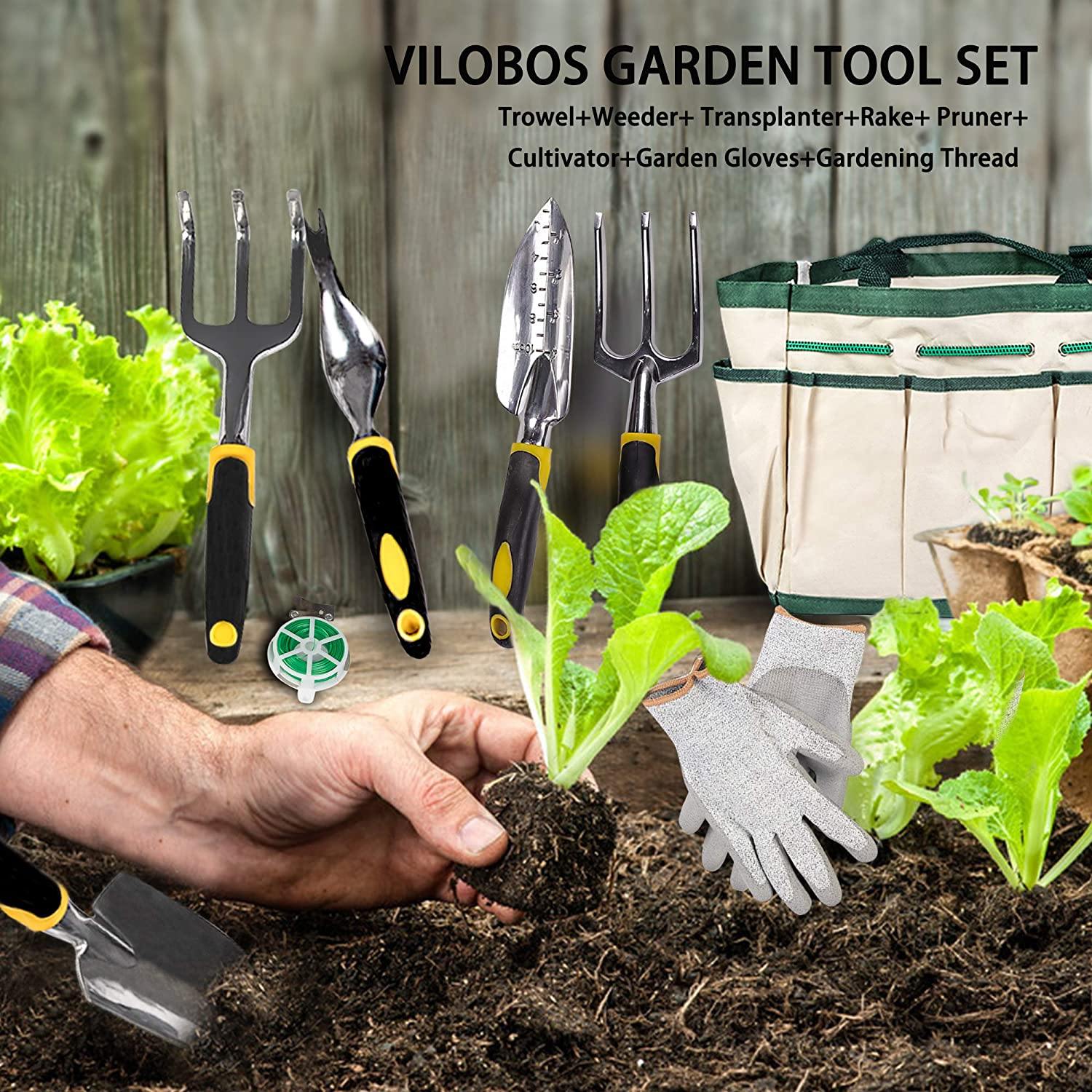 Garden Tool Set 9 Piece Manual Gardening Gifts Kit - Bosonshop