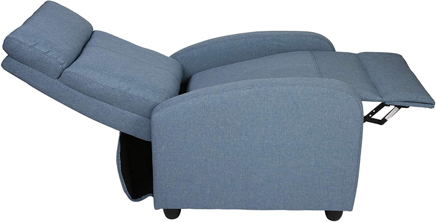 Fabric Recliner Chair Adjustable Single Sofa Home Theater Seating Recliner Reading Sofa for Living Room & Bedroom, Blue - Bosonshop