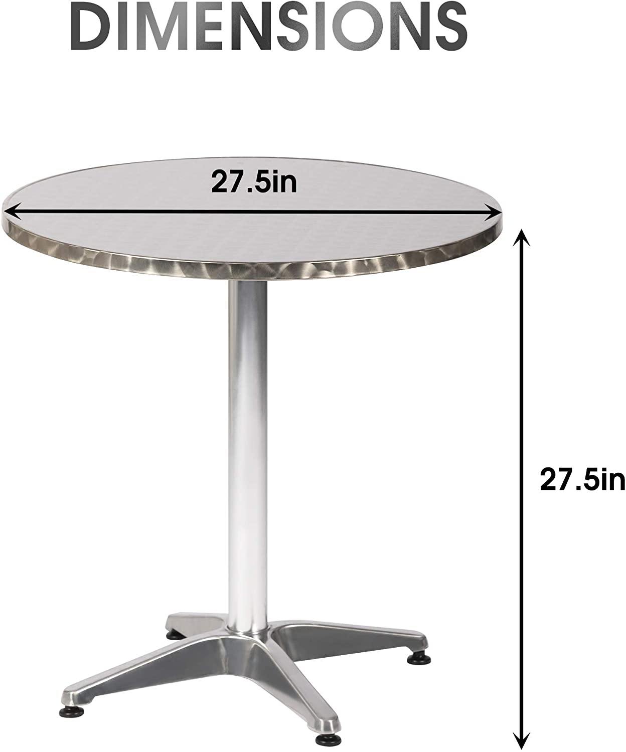 27.5" Round Aluminum Table Patio Backyard Bistro Table Anti-Rust Waterproof Outdoor Furniture, Living Room End Side Table - Bosonshop