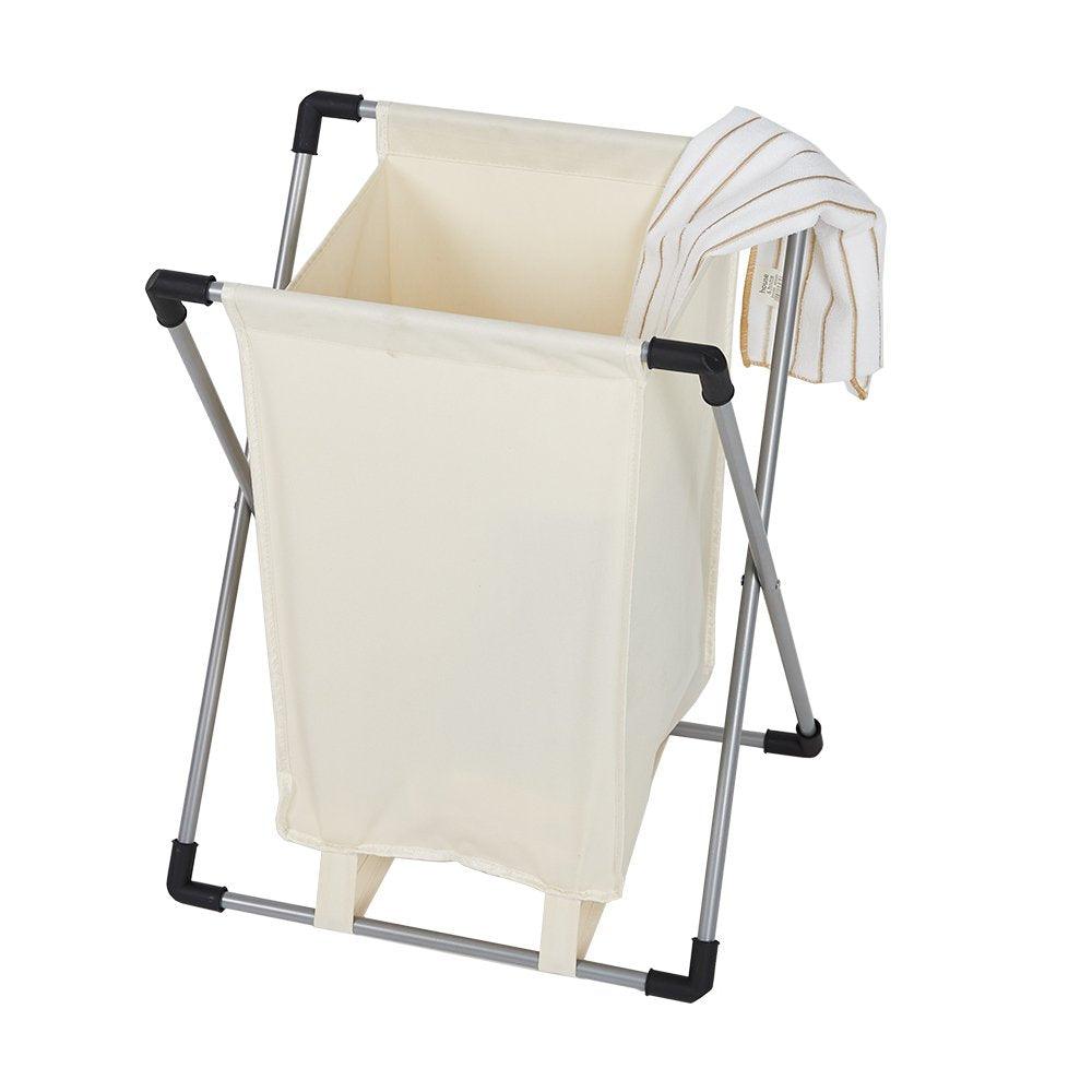 Bosonshop Single Basket Floding Laundry Hamper with X-Frame for Apartment Home College Use