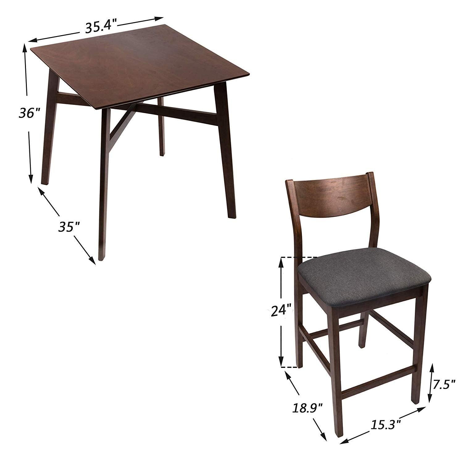 Bosonshop Counter Height Table Set Pub Bar Stools Modern Mid Century Style, 5 Piece