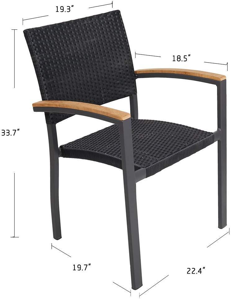 4 Pack Outdoor Patio All Weather PE Wicker Dining Chairs with Aluminum Alloy Frame - Bosonshop