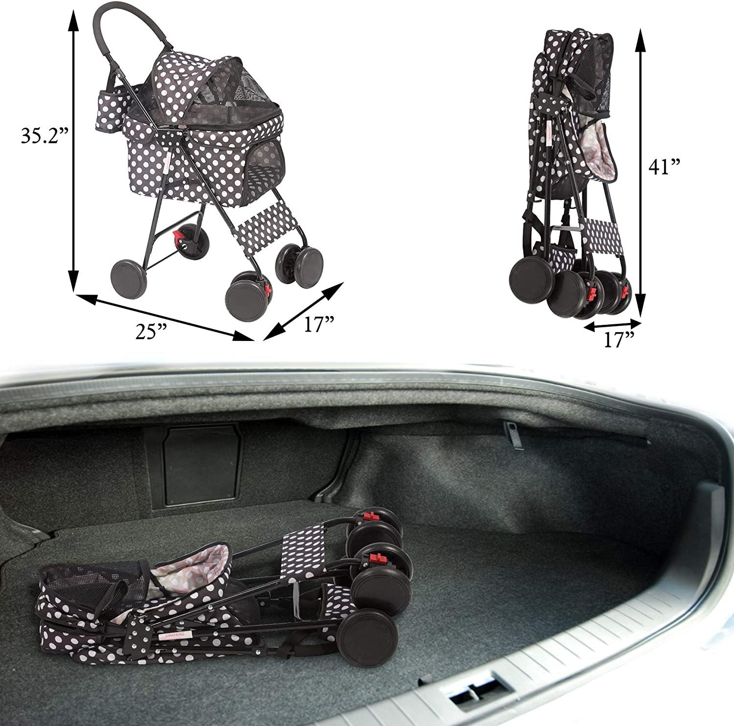 Pet Gear Special Edition 4 Wheels Pet Stroller for Cats/Dogs, Fashion Polka Dot Style - Bosonshop