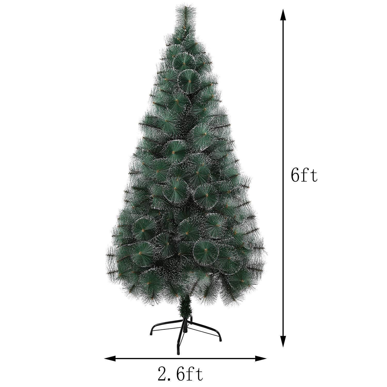 Bosonshop 6' Classic Pine Needle Tree Encrypted Artificial Christmas Tree Natural Branch with Solid Metal Bracket, Conifer with Snowflake White Point