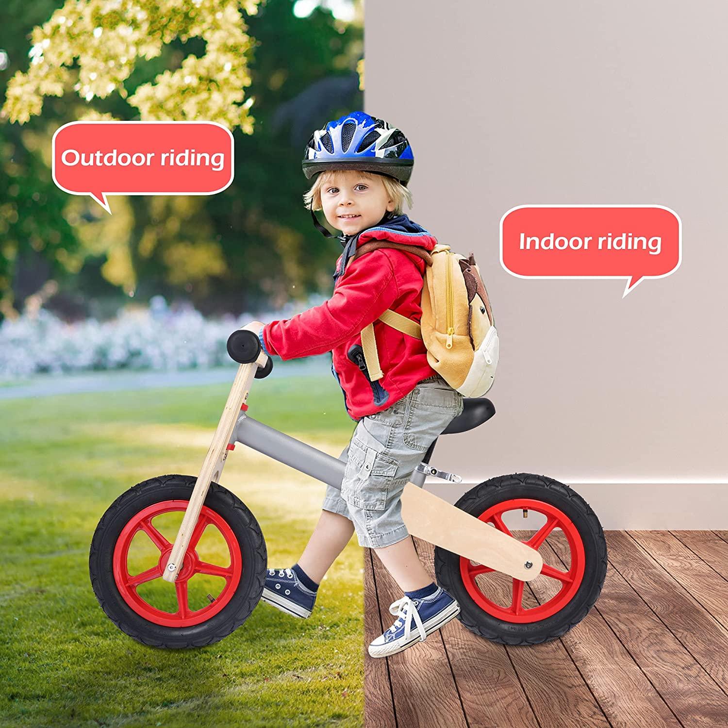 Wooden Sport Kids' Balance Bike with Adjustable Seat for Kids 3+ Years Old - Bosonshop