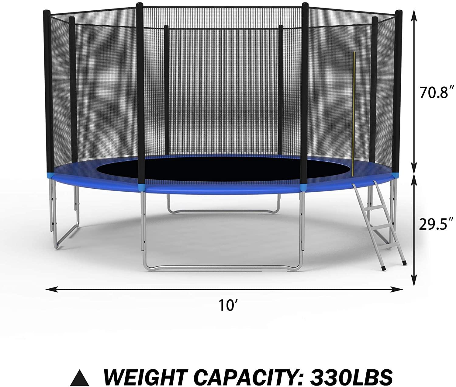 10' Round Trampoline Combo Bounce Jump Trampoline With Safety Enclosure And Spring Pad - Bosonshop