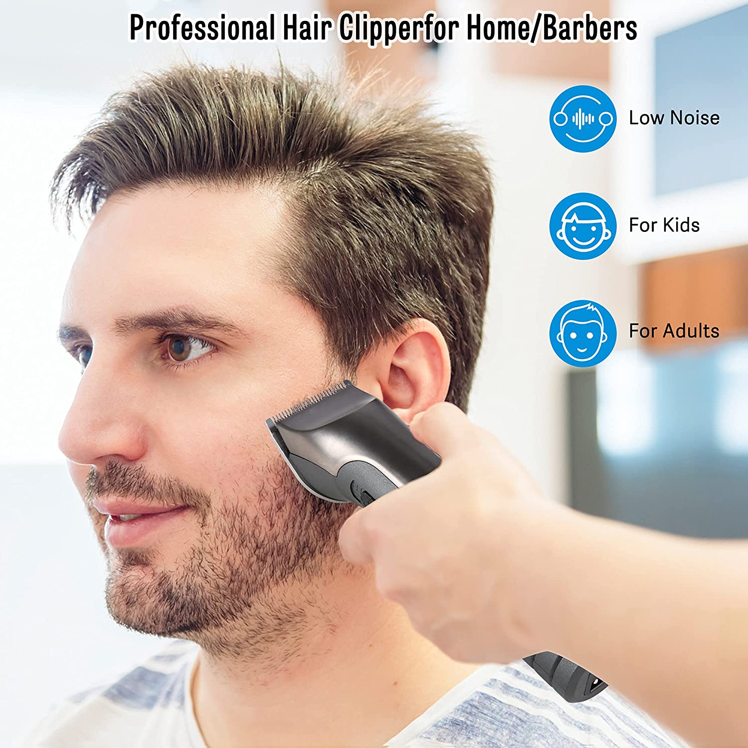 Professional Cordless Rechargeable Hair Clipper Kit for Men with Charging Base for Barbers 4 Guide Combs & 5 Speeds - Bosonshop