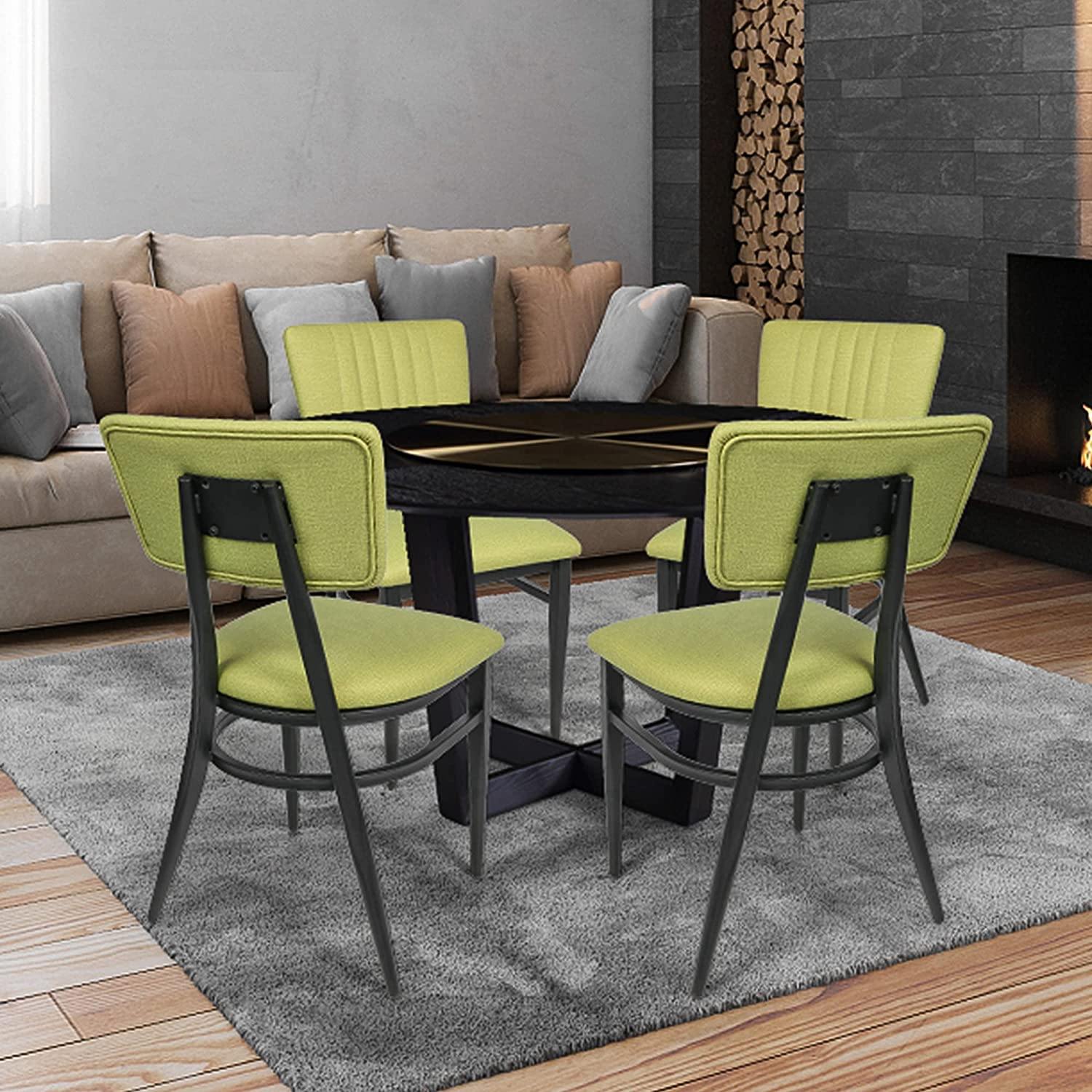 Mid-Century Set of 2 Modern Dining Room Chair with Cushion Metal Frame Classy Kitchen Side Chair for Pub Coffee Shop Bistro, Green - Bosonshop