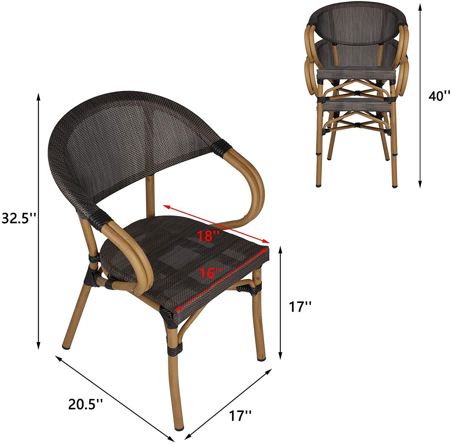 Stackable Outdoor Patio Dining Chairs Set of 4 Aluminum Frame Balcony Textilene Mesh Fabric Furniture Chair - Bosonshop