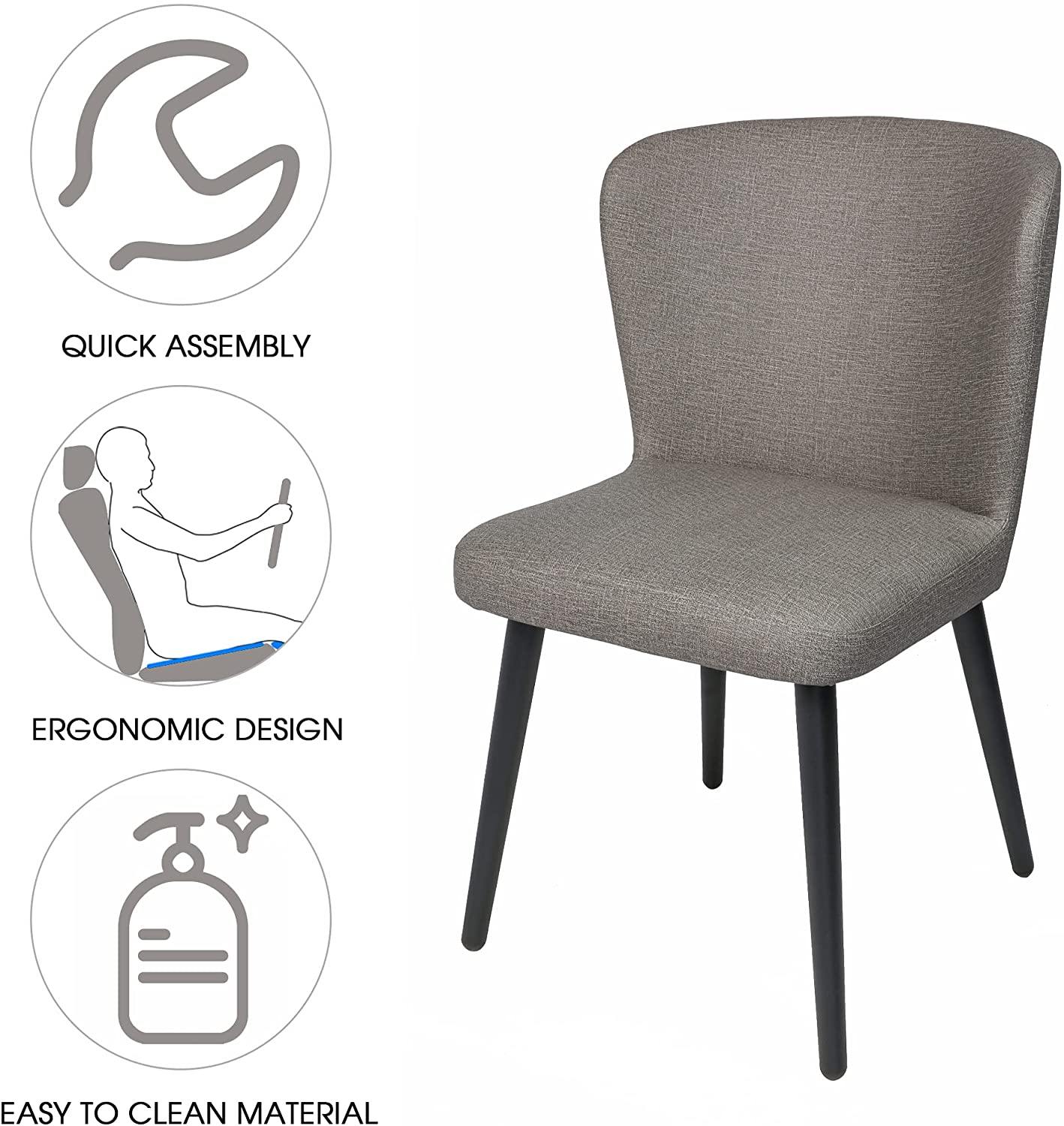 Set of 2 Kitchen Dining Room Chair Leather Chair with Fire Retardant & Water Repellent Vinyl Seat, Grey - Bosonshop